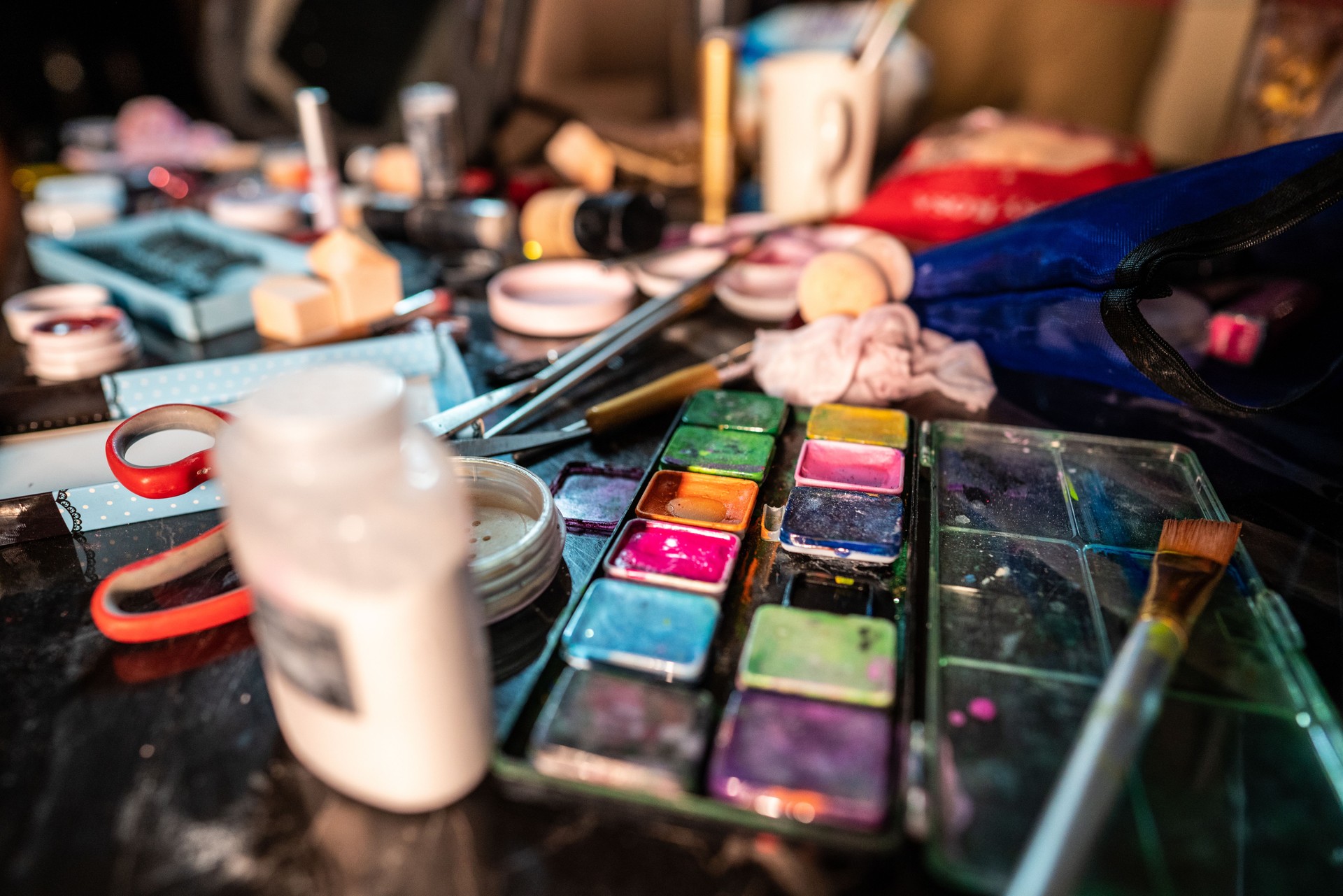 Messy make up table